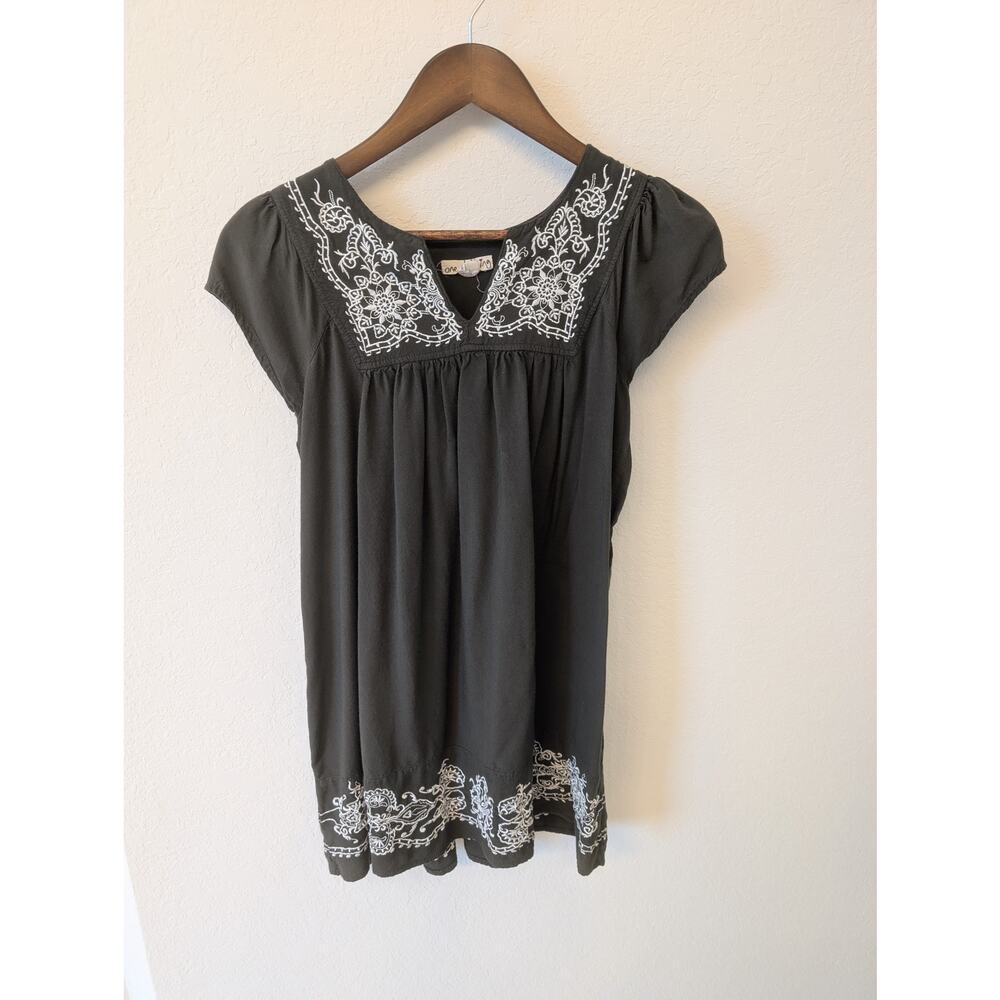 Rich Moss Green w Embroidery Casual Mini Dress Sz M